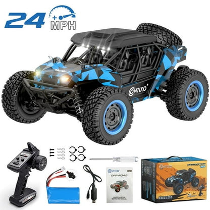 Contixo RC Off-Road UTV, 1:16 Scale, 4WD, 2.4GHz, LED Headlights, Remote Control Car for Kids & Adults – Blue