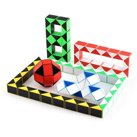 Magic Snake Cube Mini 5 Pack Twist Puzzle Collection Brain Teaser Toy Snake Ruler Fidget Toys Sets for Kids Stocking Stuffers Party Favors Goodie Bags Fillers Game Geometric