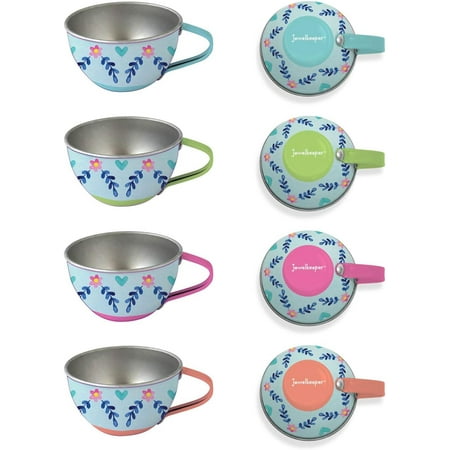 15 Piece Girls Pretend Toy Tin Tea Set Carrying Case Ballea