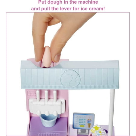 Barbie Ice Cream Shop Playset with Blonde Doll, Ice Cream Machine, Molds, Dough & Accessories