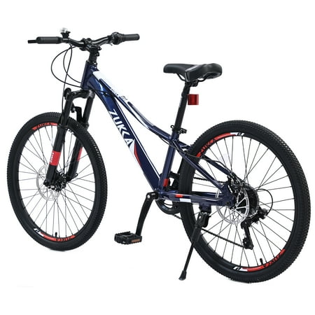 Arnahaishe Kids Mountain Bike for Boys and Girls Aluminum Frame Shimano 7-Speed Dual-Disc Brake 24 inch Child MTB Bicycle, Blue