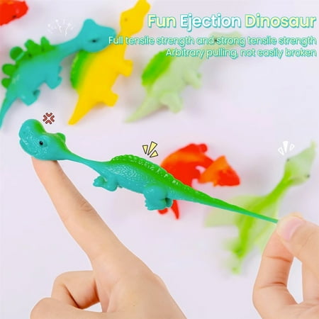 30 Pcs Slingshot Dinosaur Finger Toys, Rubber Dino Finger Sling Shot Toys Bulk Dinosaur Party Favors, Funny Gag Gifts for Kids Teens Boys, Silly Novelty Easter Christmas Birthday Goodie Bag Stuffers