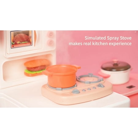 Valessati Kitchen Set Pink for Toddlers 49 Pieces Pretend Play Cook Sink for Girls +3 Years