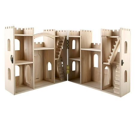 Wood Castle Dollhouse by Make Market - Unfinished Dollhouse for Kids, Bedroom, Playroom, Art & Crafts - 1 Pack