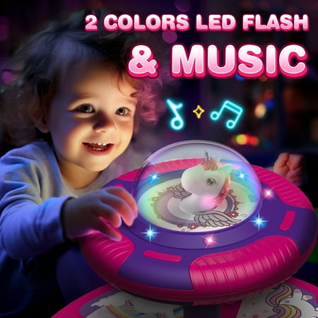 Beefunni Musical Unicorn Sit and Spin Toy with LED Lights, 360° Twister Toddlers Toy Age Over 18 Months, Christmas Birthday Gift for Girls and Boys 1-3 Years Old