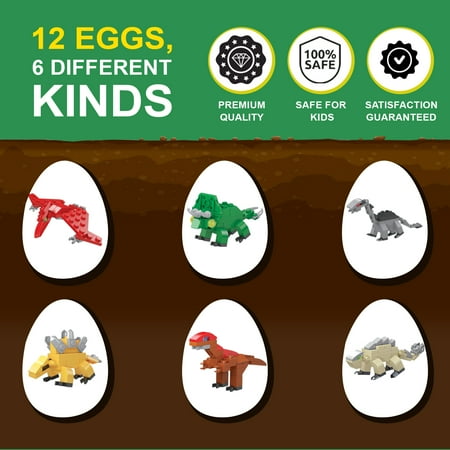 Easter Egg Hunt-Build 12 Dinosaur Eggs Building Blocks Toys for Kids sets for girls 4-7, marvel for boys age 4-7 Party Favors & Birthday Party Supplies