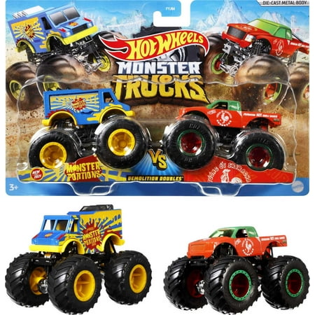 Hot Wheels Monster Trucks Demolition Doubles, Set of 2 Toy Trucks (Styles May Vary)