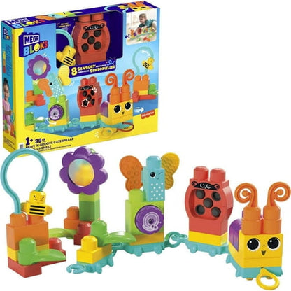 MEGA BLOKS Fisher-Price Sensory Toy Blocks Move n Groove Caterpillar (24 Pieces) for Toddler