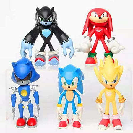 Sonic Action Figures, 4.8'' tall Sonic The Hedgehog with Movable Joint Playsets Toys, Cake Toppers, Decorations or toys for kids (Pack of 5)