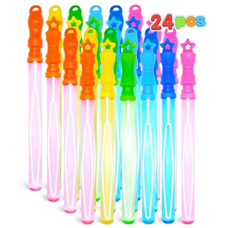 Syncfun 24pcs 14’’ Bubble Wands Assortment, 6 Colors Biggest Bubble Wands for Party Favors Kids Summer Toys, Outdoor Play Games, Birthday Party Favors