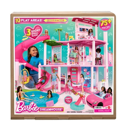 Barbie Dreamhouse Pool Party Doll House and Playset with 75+ Pieces, 45 in