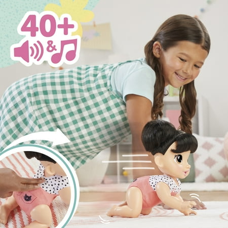 Baby Alive Crawl 'n Play Katie Kat, Black Hair, Interactive Baby Dolls, Toys for Preschoolers, Christmas Gifts for Girls & Boys, 3+