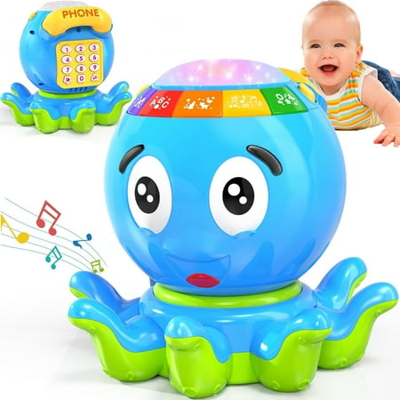 Wanonoo Blue Crawling Baby Toys for 12-18 Months, Early Learning Educational Toy with Light & Sound, Musical Toys for Toddlers, Birthday Toys for 1 Year Old Boy