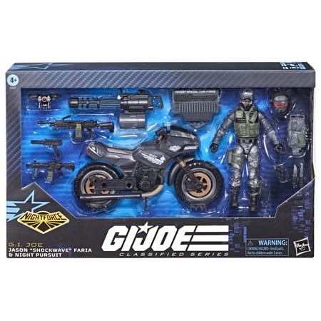 G.I. Joe Classified Series #127, Night Force Jason "Shockwave" Faria & Night Pursuit Cycle, 6” Action Figure, Walmart Exclusive