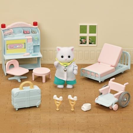 Calico Critters Village Doctor Starter Set, Dollhouse Playset with Figure, Furniture and Accessories