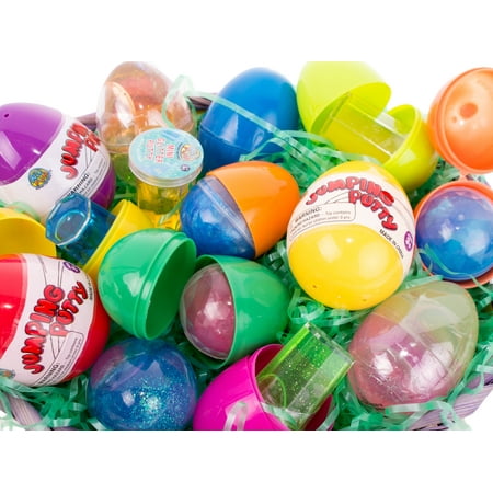 Kids Squishy Stretchy Slime Putty Toy 2.5" Filled Easter Eggs, Assorted, 20 Pack