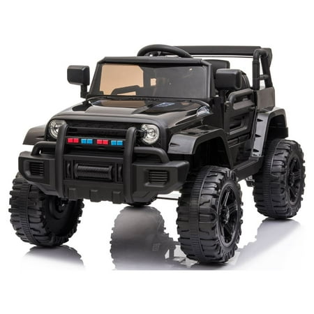 Zimtown Safety 12V Battery Electric Remote Control Car, Kids Toddler Ride On Truck Toy Motorized Vehicles, Wheels Suspension, Seat Belts, LED Lights and Realistic Horns Black