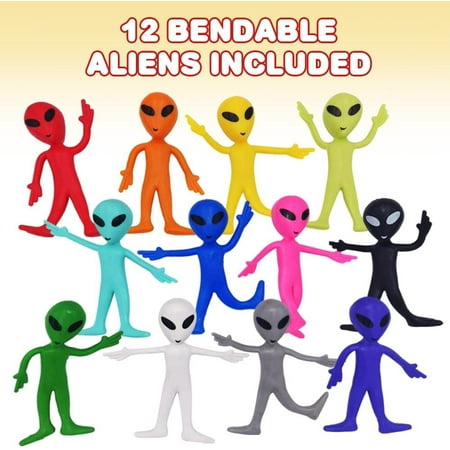 ArtCreativity Bendable Alien Figure Toys for Kids, Party Favors for Boys and Girls Set of 12