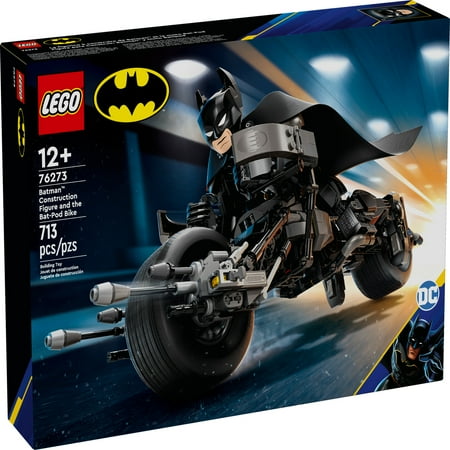 LEGO DC Batman: Batman Construction Figure & the Bat-Pod Bike, The Dark Knight Action Figure and Batman Motorcycle, Super hero Toys, Kids’ Adventure Playset, Gift for Boys and Girls, 76273