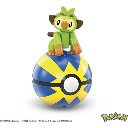 MEGA Pokemon Building Toy Kit Grookey (15 Pieces) with 1 Action Figure and Ball for Kids