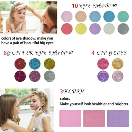 38 Pcs Real Little Princess Makeup Set, Kids Real Washable Make Up Toy Cosmetic Pretend Play Set with Brush Birthday Gifts for Girls , Non Toxic, Pink