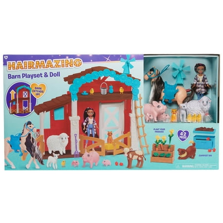 Hairmazing Doll & Barn Set, Kids Toys for Ages 3 up