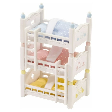 Calico Critters Triple Baby Bunk Beds, Dollhouse Furniture Set