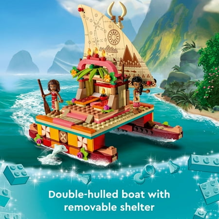 LEGO Disney Princess Moana's Wayfinding Boat 43210 Building Set - Moana and Sina Mini-Dolls, Dolphin Figure, Fun Movie Inspired Creative Toy for Boys, Girls, and Kids Ages 6+