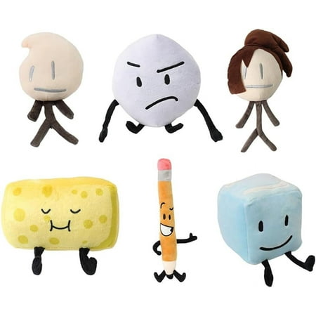 6Pcs BFDI Plushies, Ultrasoft Battle for Dream Island TV Series Character David, Dora, Snowball, Spongy, Pencil, Ice Cube Stuffed Plush Toys, Huggable BFDI Plush Throw Pillow Birthday Gifts for Kids