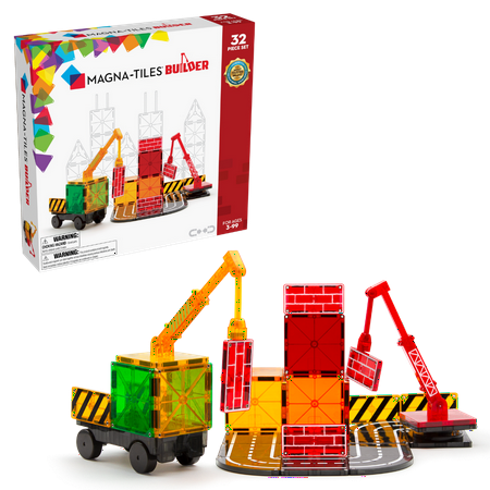 MAGNA-TILES Builder 32-Piece Magnetic Construction Set, The ORIGINAL Magnetic Building Brand, for Child Ages 3+