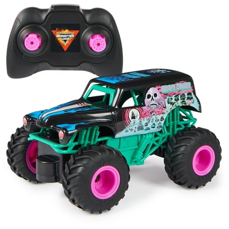 Monster Jam, Grave Digger Remote Control Monster Truck, 1:24 Scale, Nitro Neon Themed