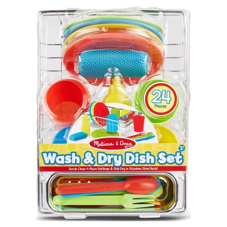 Melissa & Doug Wash and Dry Dish Set - 24 Pieces