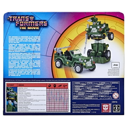 Transformers: Retro The Movie Autobot Hound Collectible Converting Vehicle Kids Toy Action Figure for Boys and Girls Ages 8 9 10 11 12 and Up (5.5”)