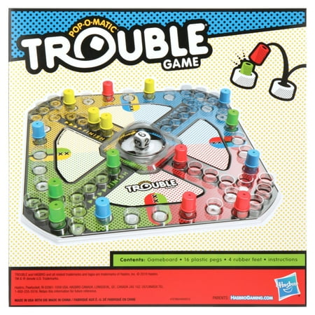 Trouble Board Game with Coloring and Activity Sheet for Kids and Family Ages 5 and Up, 2-4 Players