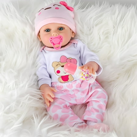 WLRETMCI Reborn Baby Dolls,17 Inch Newborn Baby Realistic Dolls Full Vinyl Body Silicone Lifelike Baby Dolls, Baby Girls Kids Toys, Christmas Gifts for Kids Girls Age 2 3 4 5 6+