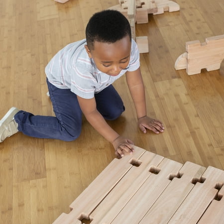 Guidecraft Notch Blocks Set 89 Piece Set: Natural Wooden Stacking Blocks, Educational Montessori Toy for Kids, Indoor/Outdoor Block Play System