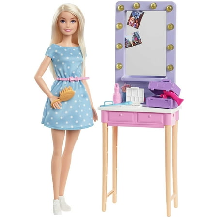 Barbie Big City Big Dreams Doll & Playset, Blonde Malibu Doll with Dressing Room & Accessories