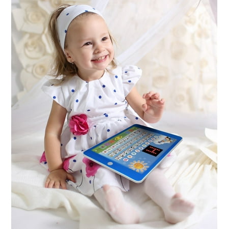 Spanish-English Tablet Bilingual Educational Toy with LCD Screen Display by Boxiki Kids. Touch-and-Teach Pad for Kids Learning S