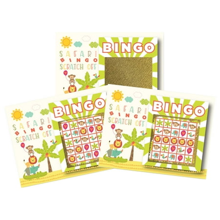 My Scratch Offs Baby Shower Sprinkle Safari Animal BINGO Scratch Off Tickets Party Favors Game 26 Cards w/ 2 Winners Scratch and Win Birthday Promotional Fundraising Lotto Lottery Scratcher