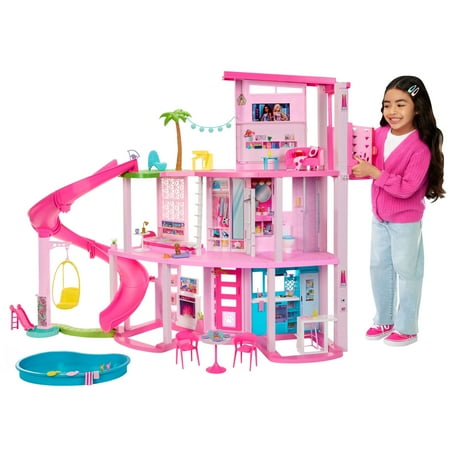 Barbie Dreamhouse Pool Party Doll House and Playset with 75+ Pieces, 45 in