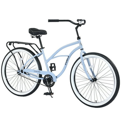 Aukfa 26" Cruiser Bike, Single Speed Bicycle Hybrid Bikes for Women Girls Ladies,Blue