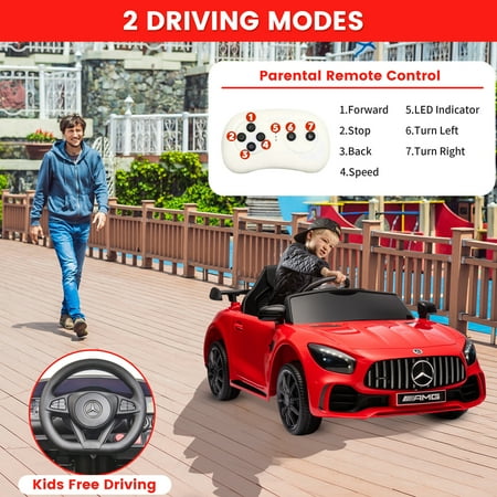 Seizeen 12V Kids Ride On Cars Battery Powered, Benz-GTR Ride on Toy w/ Remote Control, 3 Speeds, Music Player, Ride On Cars for Kids As Best Gift for Girls Boys, Red