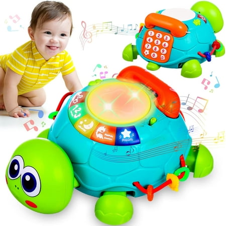 Kid Odyssey Musical Turtle Crawling Baby Toys for 6-18 Months, Early Learning Educational Toy with Light & Sound, Birthday Toy for Infant Toddler Boy Girl