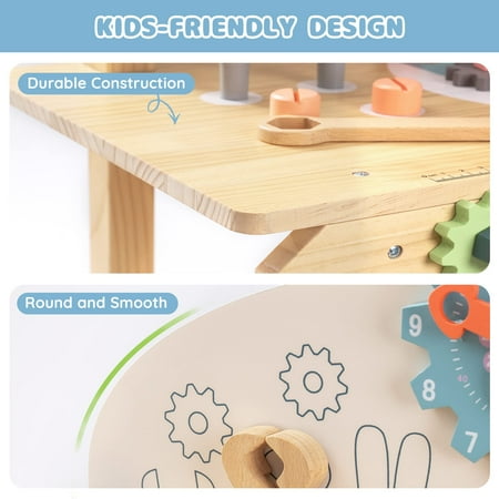 Robud Tool Bench Set for Kids,Large Wooden Work Bench Construction Toys Set for Boys Girls 3+ Years