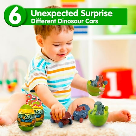 Tcovle Dinosaur Egg Toy Set – 6 PCS Mystery Dino Eggs with Unique Cars, Perfect for Christmas Gifts, Tree Decorations, and Birthday Favors for Kids 3-8