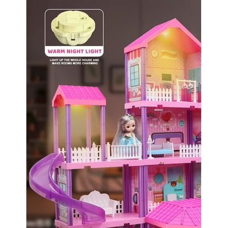 Hot Bee 36 inch Dollhouse Playset Girl Toys, 11 Rooms with Doll Toy Figures Toddler Playhouse Christmas Birthday Gifts for 3 4 5 6 7 Year Old Girls