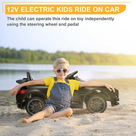 Seizeen Ride On Toys for Girls Boys, 12V Battery 4-Wheel Riding Truck Cars, Electric Ride On Benz GT W/ Remote Control for 2-6 Years Old Kids, 3 Speeds, MP3 Player, LED Lights, Seat Belt, Black