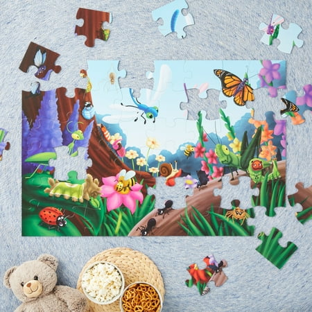 48 Piece Giant Bugs and Insects Jigsaw Puzzle for Kids Ages 3-5 and 4-8 gift, Jumbo Floor Puzzle for Toddler Preschool Learning (2 x 3 Feet)