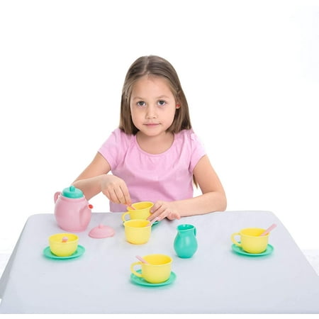 JOYIN Pretend Play Tea Party Set,Mini Kitchen for Kids Unisex Gifts