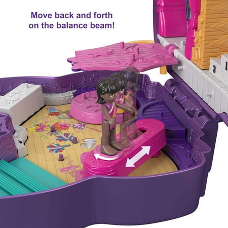 Polly Pocket Sparkle Stage Bow Compact Playset with 2 Micro Dolls & Accessories, Travel Toy